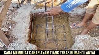 Cara membuat cakar ayam 40x40 untuk pondasi rumah 1 lantai. 