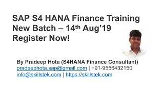 SAP S4 HANA Simple Finance  Training - 14th Aug 2019 By Pradeep Hota screenshot 4