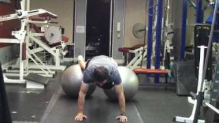 Exercise Index: Alternating Swiss Ball Frog Kick, Two Balls