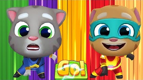 Talking Tom Hero Dash - Full Bosses Suits Battles Unveil Vs Heroes Diamond World Outfit - Tom & Hank