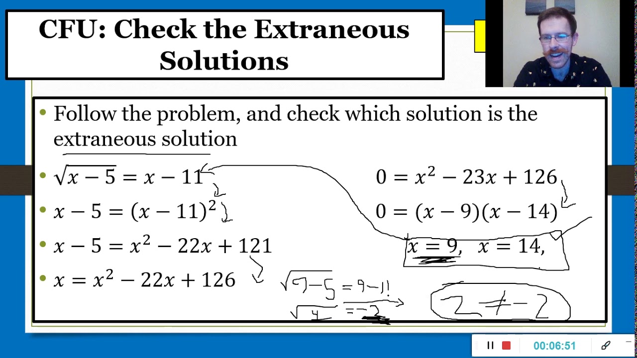 Extraneous Radical Solutions 042830 YouTube