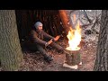 Bushcraft Overnight in a Natural Shelter, Swedish Torch
