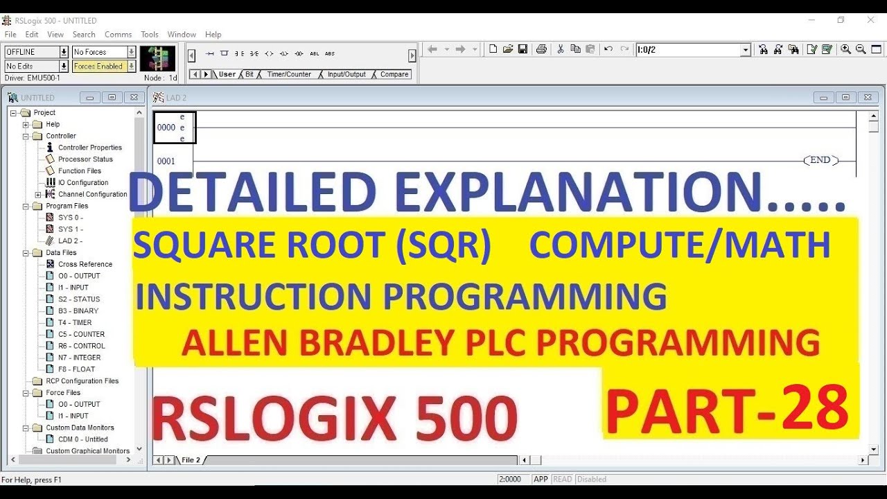 SQUARE ROOT (SQR) COMPUTE/MATH in RSLOGIX 500 Software PART-28 # ...
