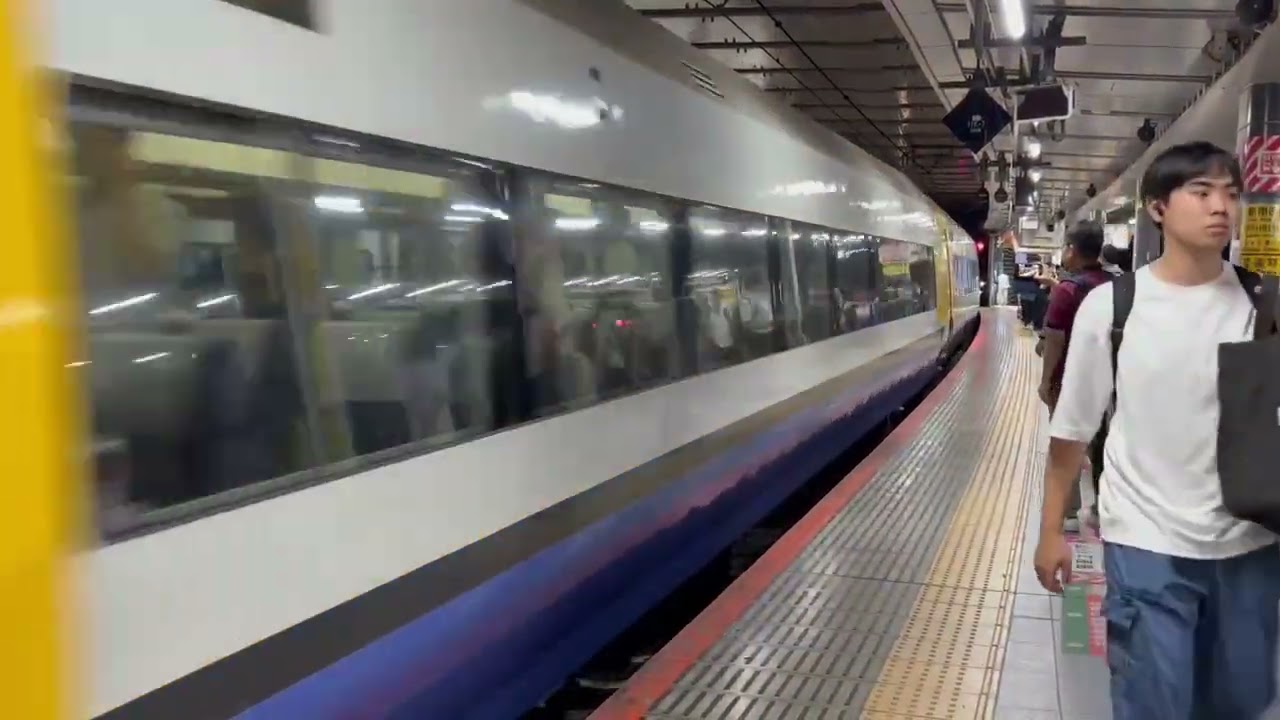 8/11 臨時特急新宿わかしお２号(9058M) 255系Be-03編成　ミュージックホーンを鳴らしながら新宿駅到着