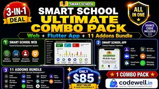 Smart school  Full Kit combo pack | School Web | Flutter app | 11 Addon Bundle pack | Direct Install