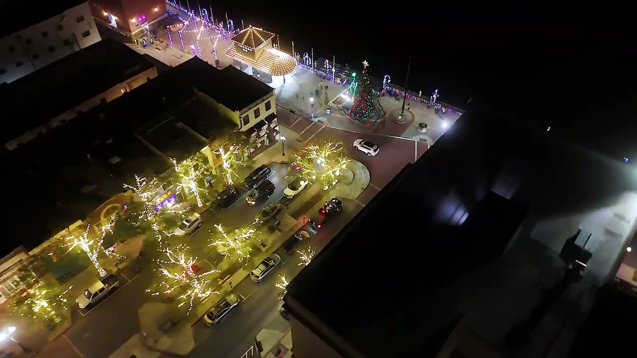 Aerial Christmas Eve Eve Lights | Downtown Wilmington, North Carolina | Drone | Brinker Media House