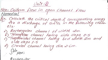 Unit:8 | Numerical | Non unifom flow in Open channel | BE/Diploma Civil | Prashant YT | Hydraulic