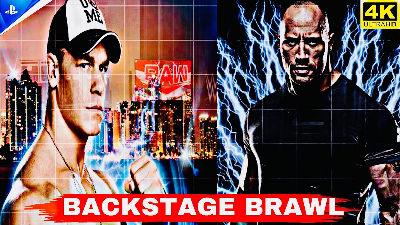 WWE 2K24 - John Cena Vs The Rock | Backstage Brawl - YouTube