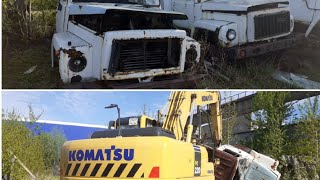 Газ-53/Эксковатор KOMATSU-достаем и режим#237