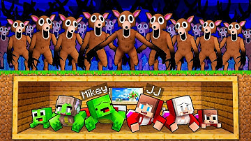 JJ and Mikey Family Bunker vs 99 Nights In The Forest Battle in Minecraft - Maizen