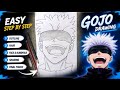 Gojo Satoru Drawing 🔥 Easy Step By Step Anime Tutorial | Jujutsu Kaisen Art ( Anyone Can Draw )