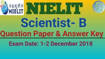 NIELIT Scientist B Paper with Answer Key (Exam date: 2/12/2018)