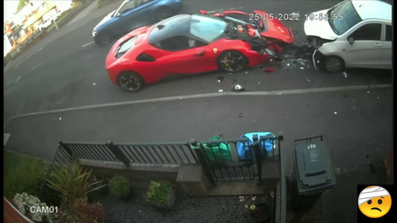 Ferrari Car Crash Caught on Home Surveillance Camera - 25/05/22 - YouTube