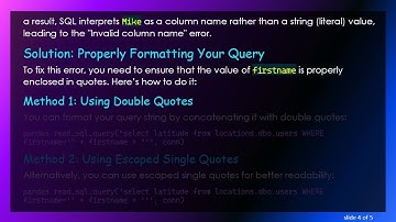 Solving the Error Passing Pandas Query to SQL Database