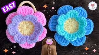 So Sweet 🌸 Easy Crochet Flower Hair Tie  / Crochet Tutorial