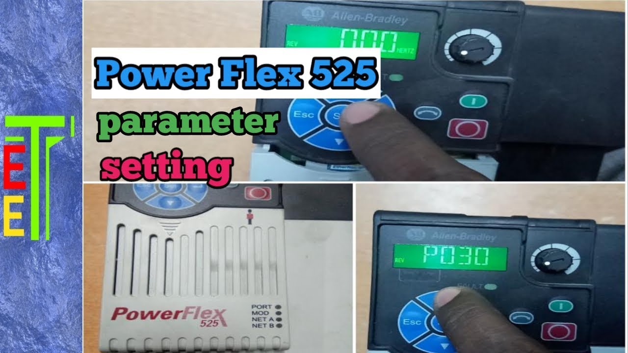 Power flex 525 drive parameter setting - YouTube