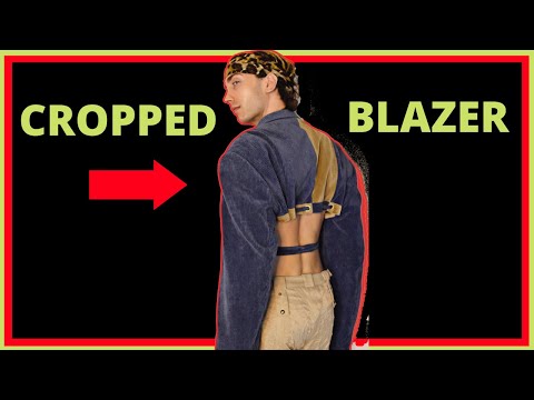DIY CROPPED BLAZER WITH SUPER EXTRA SHOULDERS | Cropping your blazer trend  | Upcycle with me