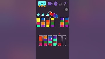 Cups - water sort puzzle | level 201 | ⭐️⭐️⭐️