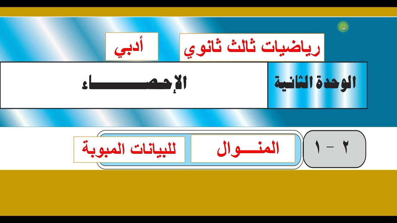 تابع الدرس( 1 ) إيجاد المنوال  للبيانات المبوبة