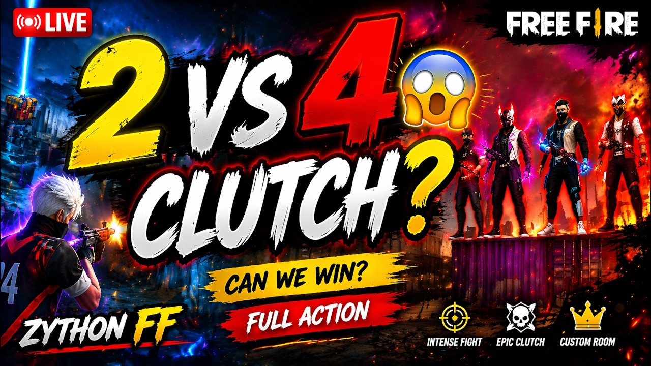 🔴 FREE FIRE LIVE STREAM | 2 VS 4 CUSTOM ROOM 🔥 | ZYTHON FF - YouTube