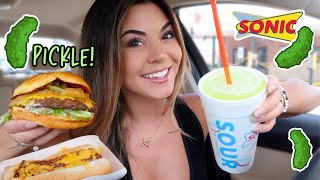 Trying the New PICKLE BURGER & SLUSHY from Sonic!