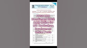 PPSC HDO Recruitment 2025: Apply Online for 101 Horticulture Development Officer Posts #ppscjobs