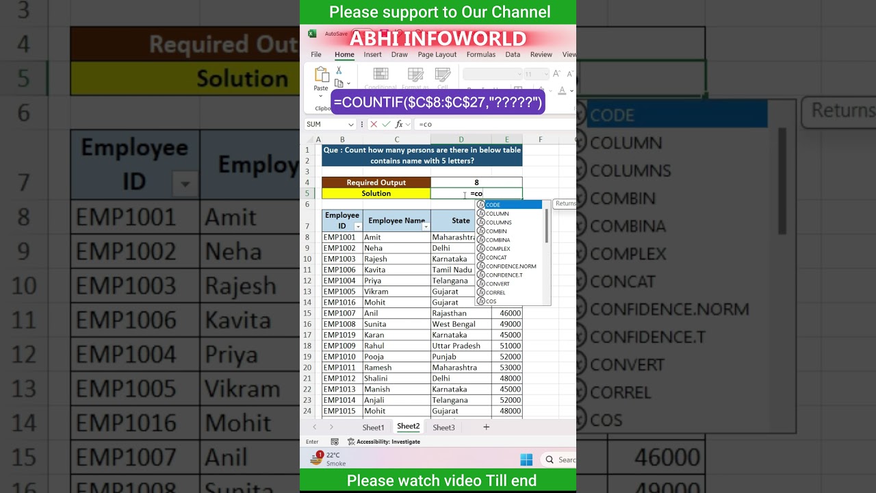 How to Count Characters in Excel Using COUNTIF and Wildcards Operator ? 
