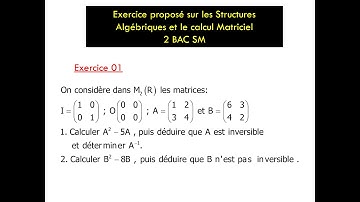 Exercice proposé 01 .  Structures algébriques et calcul matriciel . 2 Bac SM.