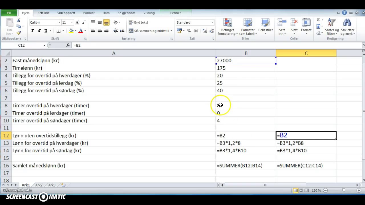 Lønn - fast månedslønn