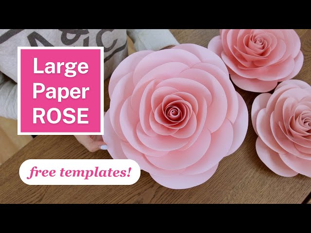 PAPER ROSE DIY TUTORIAL | Easy LARGE Paper Flowers + FREE templates! - YouTube paper-rose-diy-tutorial-easy-large-paper-flowers-free-templates-youtube