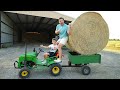 Hudson&#39;s tractor saves the day spraying hay | Tractor for kids