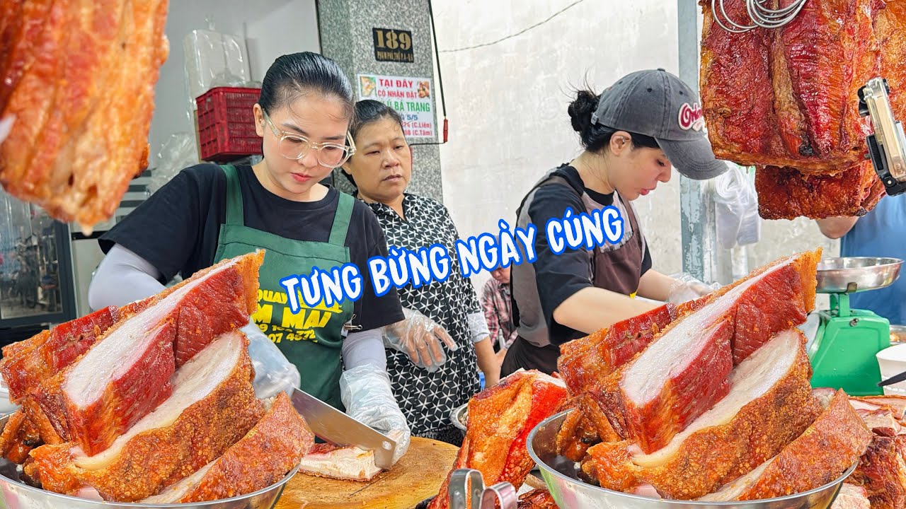 🟢Tưng bừng ngày cô hồn! Heo quay da giòn khách đông nhộn nhịp