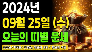 [오늘의 운세] 2024년 9월 25일 (수) 띠별운세