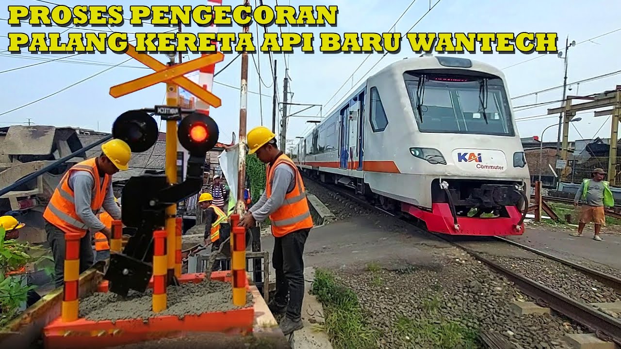 PROSES Pengecoran Palang Perlintasan KA Baru WANTECH Di JPL 8b.1 Jembatan Gantung, Jakarta Barat