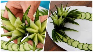 Super Salad Decoration Ideas - Cucumber Flower Carving Garnish