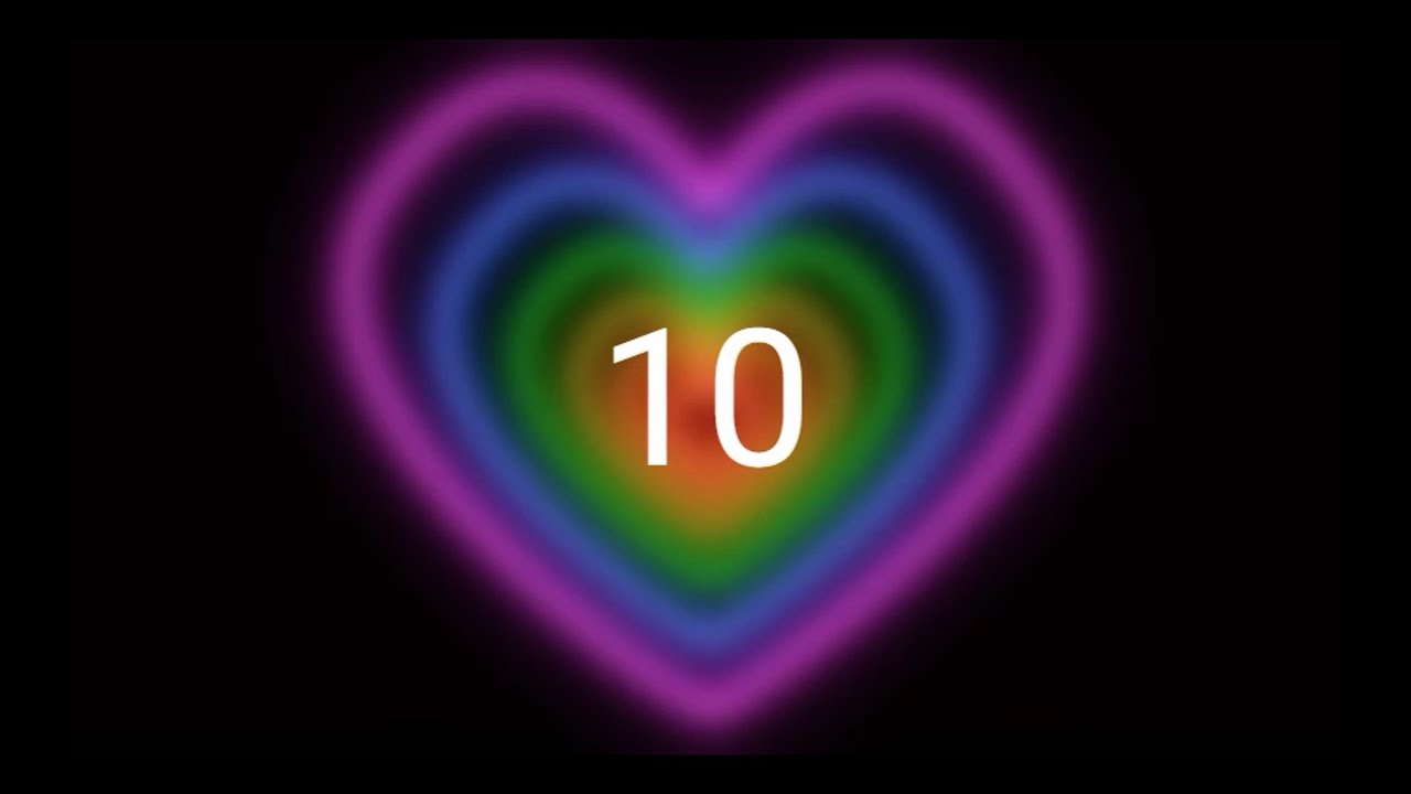 10s countdown - 10秒倒數計時器 Rainbow Neon Heart  fade -  No copyright