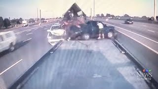 WARNING: Violent collision on Highway 401 caught on camera