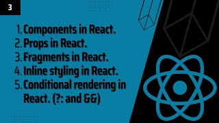 Components, Props, Jsx, Fragments, Inline Styling and Conditional Rendering in React.