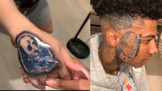 Blueface 2 Girlfriends Gets Matching Tattoos & He Gets New Face Tattoo