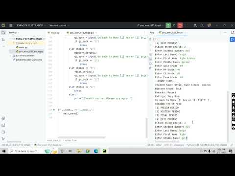 GRADING SYSTEM MENU IN PYTHON
