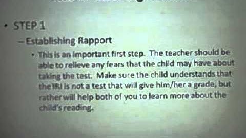 Special Education - Informal Reading Inventory