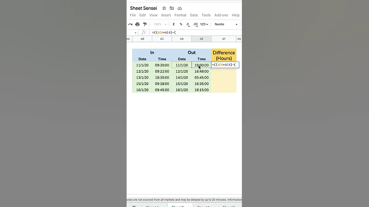 How to Calculate TIME DIFFERENCE in Google Sheets/Excel | Calculate TIME DIFFERENCE in Excel #shorts