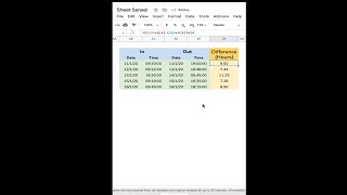 How to Calculate TIME DIFFERENCE in Google Sheets/Excel | Calculate TIME DIFFERENCE in Excel #shorts