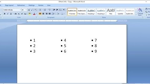 How to create bullet points in three columns Microsoft Word
