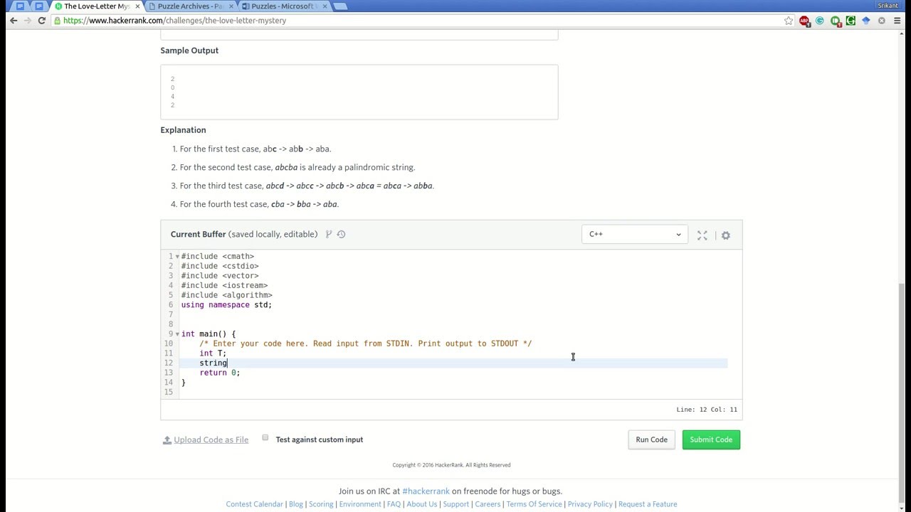 hackerrank the love letter mystery solution youtube letter mystery