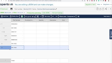 OpenBOM - how to restructure BOM and establish Parent-Child Relationships