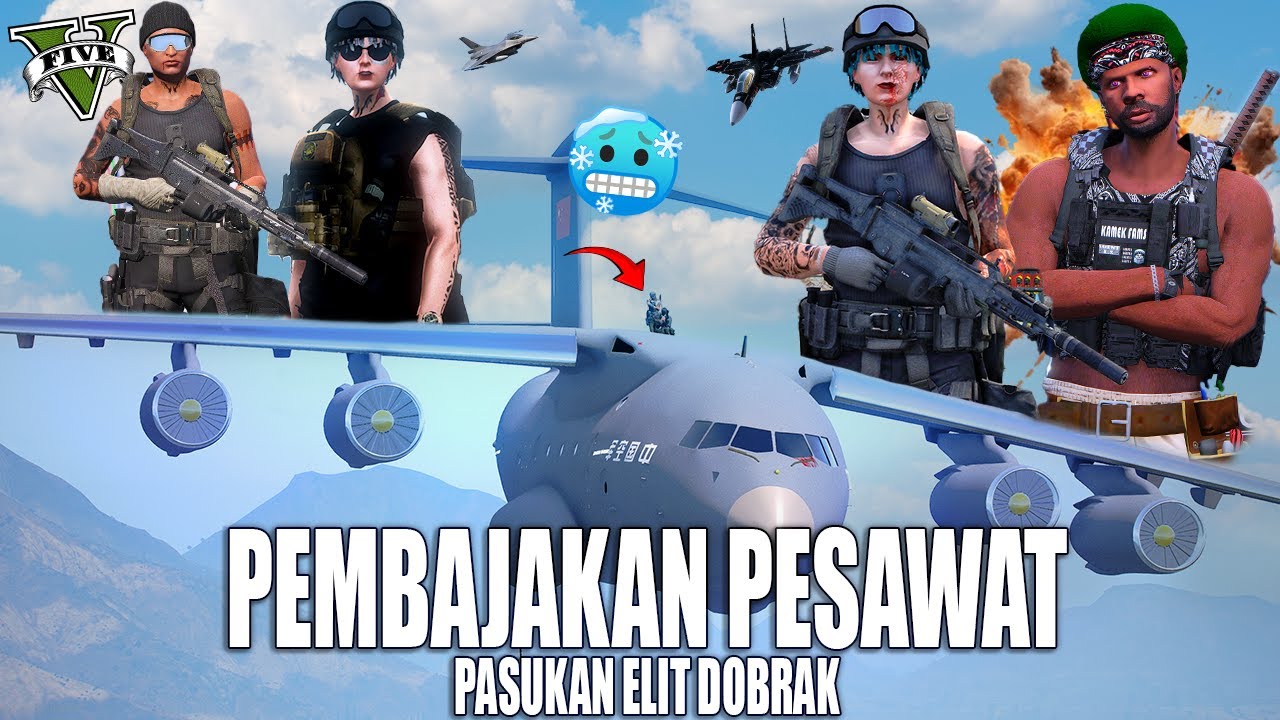 PERANG BESAR !! PEMBAJAKAN PESAWAT TERBESAR YANG ADA DI KOTA !! GTA 5 ROLEPLAY