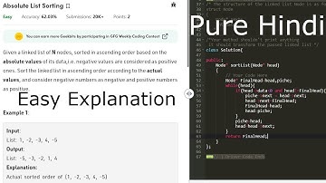 Absolute List Sorting | GFG POTD | C++ | Hindi | Linked List | O(N) | Easy Explanation | Code Kar Lo
