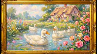 4K Dreamy Ducks in a Cottage Garden | TV Screensaver | TV Wallpaper | Frame TV Art (Nature Sounds) screenshot 1