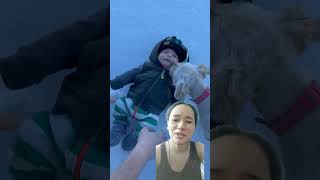 Baby's First Snow Angel || ViralHog #shorts #funny #funnybaby